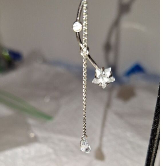 Elegant Rhinestone Long Dangle Women's Pierced Earrings Wavy Fairycore Runway - Picture 4 of 9